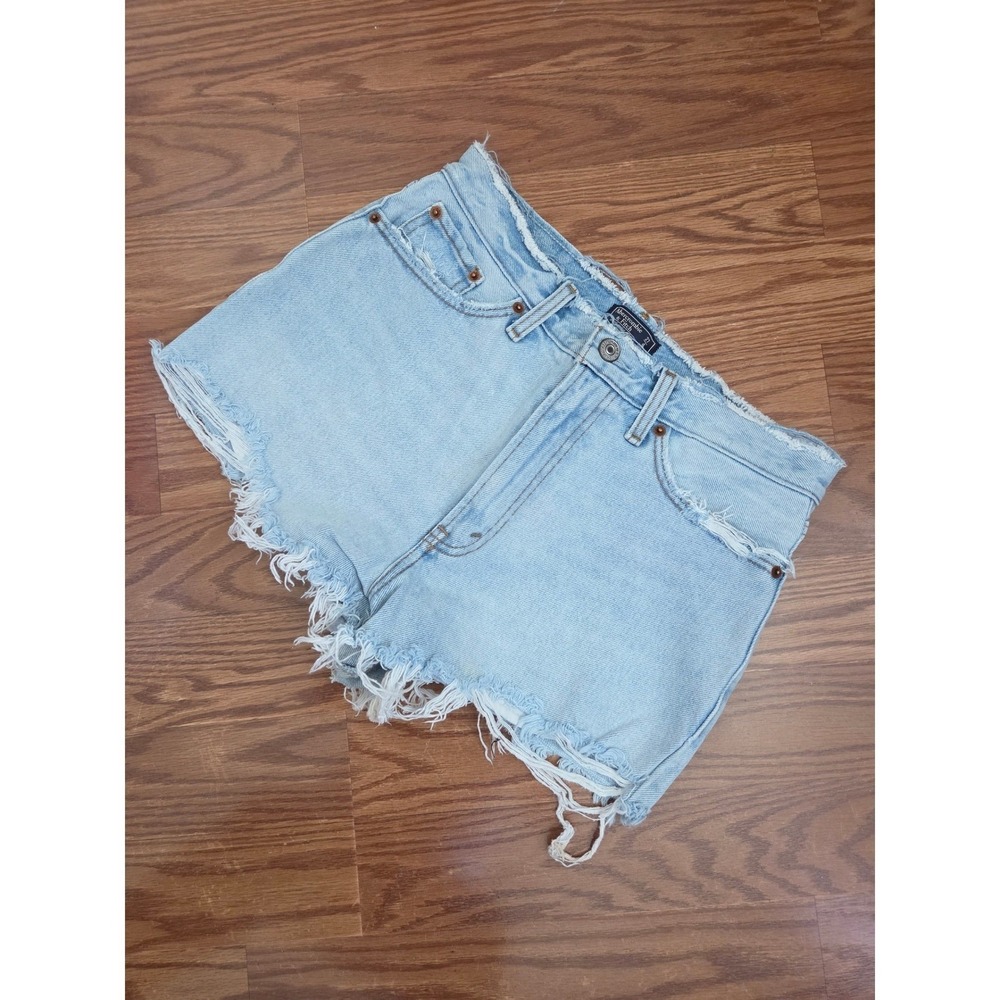 Abercrombie & Fitch Annie High Rise Jeans Cutoff Shorts  Wash Blue Womens 4‎ 27